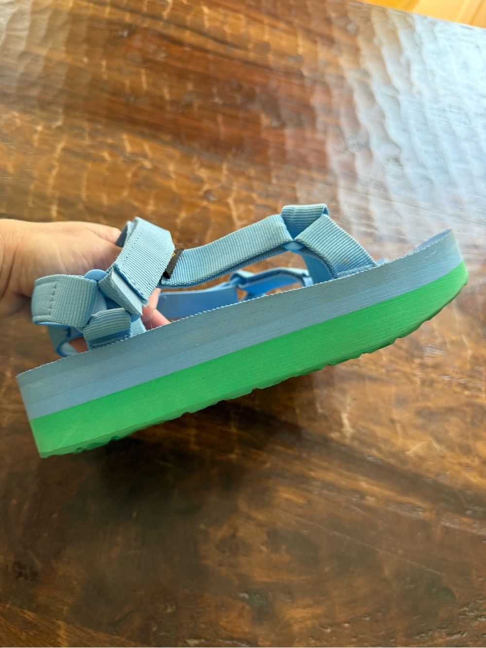 Teva Blue and Green Strap Platform Sandals - Picture 6 of 12